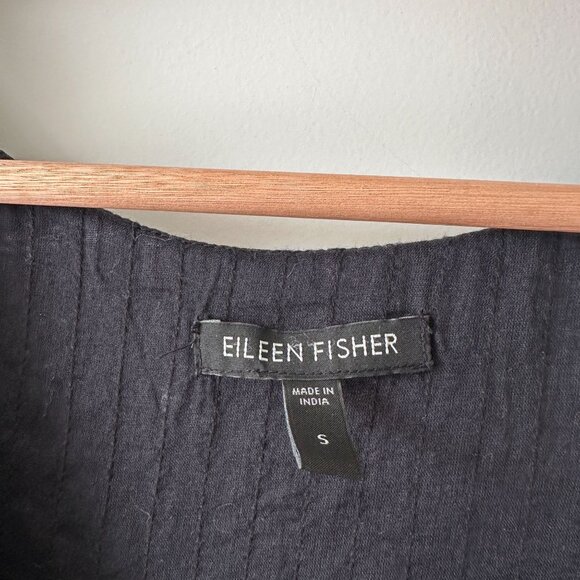 Eileen Fisher Black Sequin Silk Matka Vest Racerback Hook & Eye Closure S - Picture 4 of 8